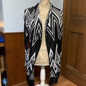 INC OPEN FRONT CARDIGAN BLACK/WHITE DESIGN M